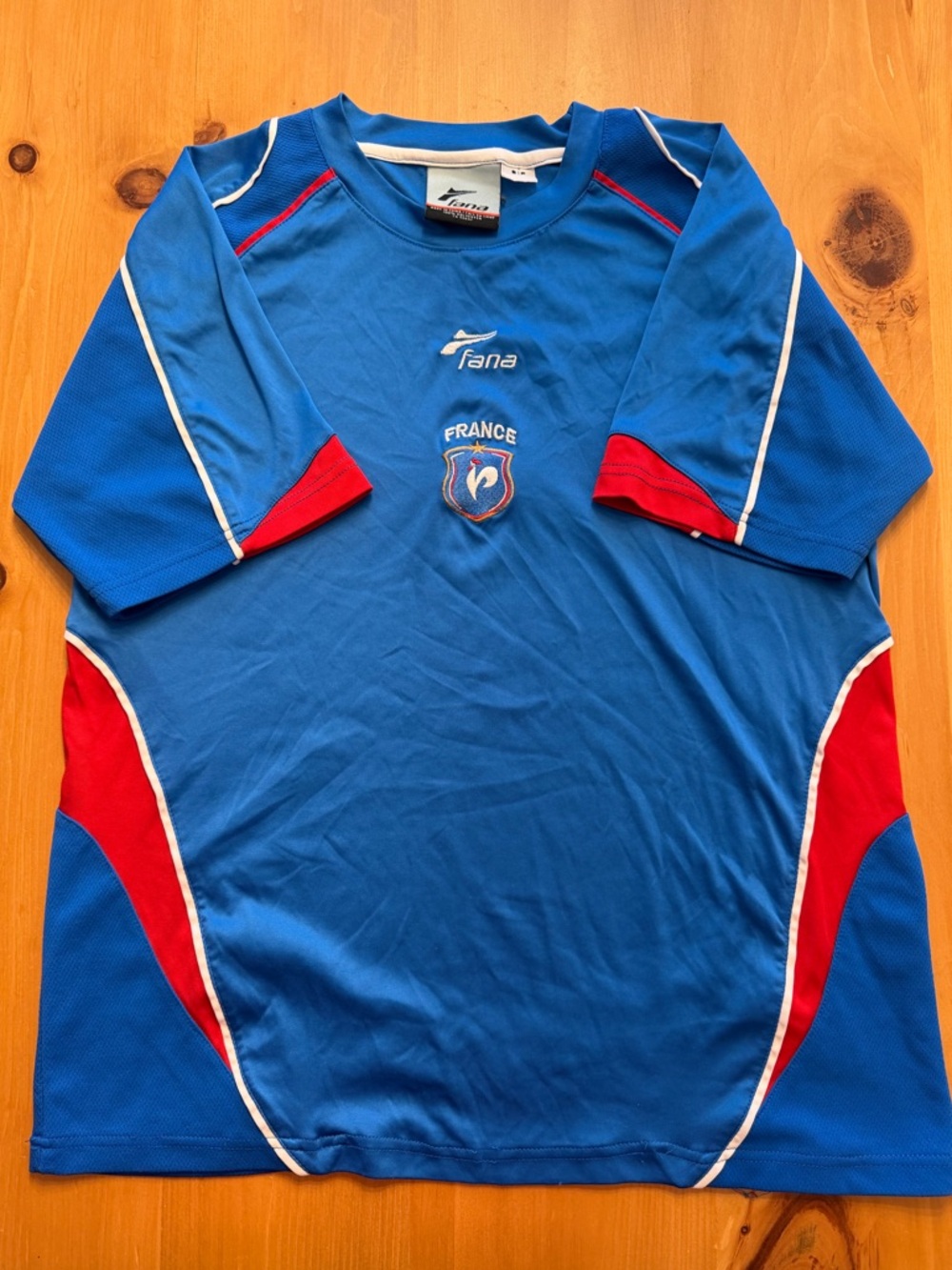 a.n.a France Men’s Blue Soccer Jersey with Red & White Accents